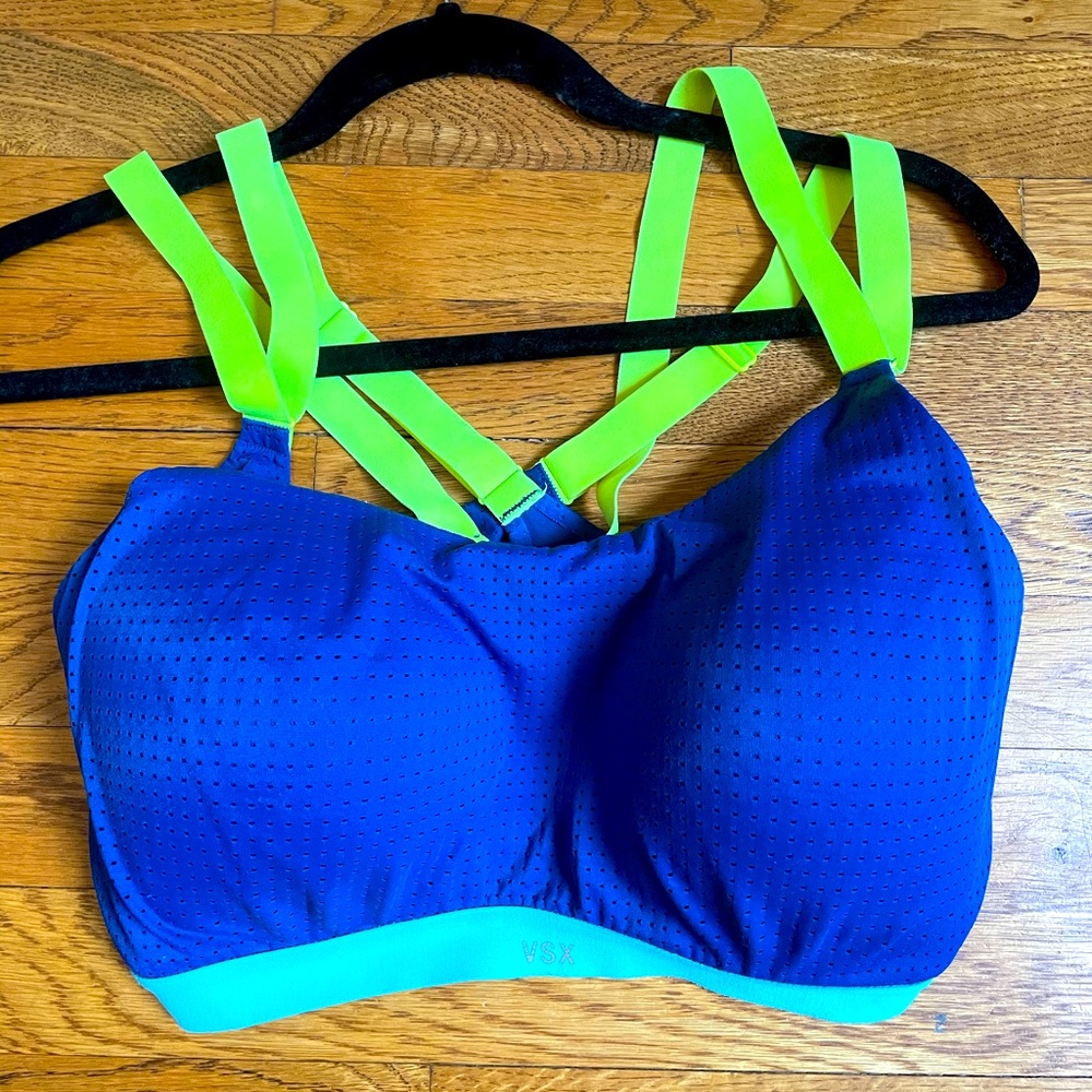 Victorias Secret sport bra neon crossback blue bra